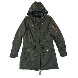 Olive Green Utility Jacket with Hood